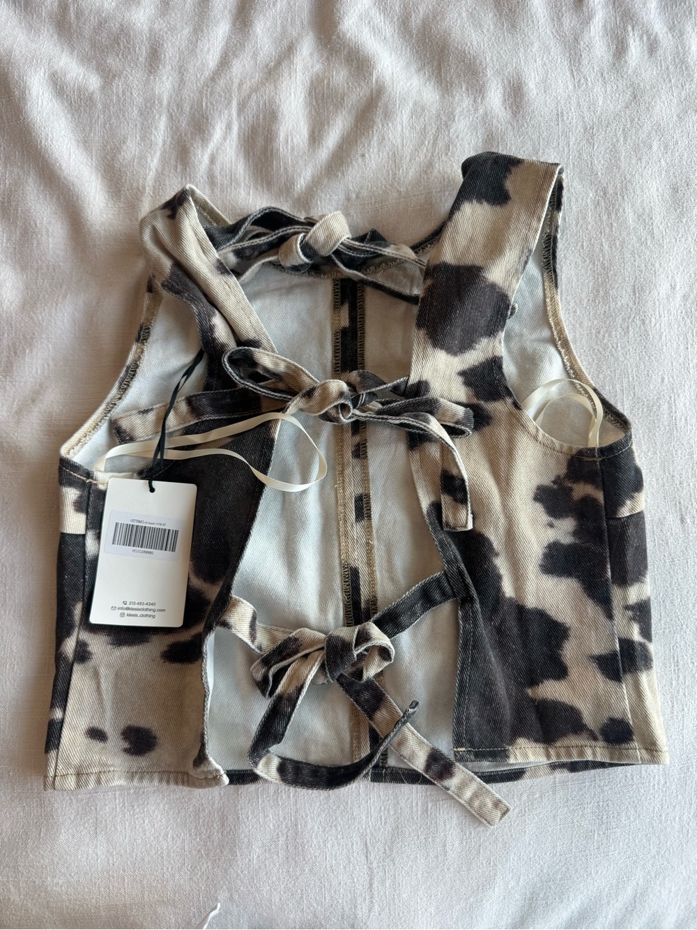 HELLO MOLLY WILD STYLE COW PRINT DENIM CO-ORD SET BLACK WHITE - M - Picture 5 of 7